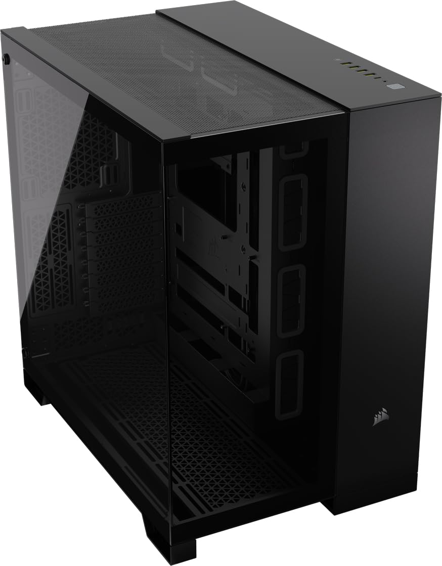 CORSAIR 6500X Mid-Tower ATX Dual Chamber PC Case – Panoramic Tempered Glass – Reverse Connection Motherboard Compatible – No Fans Included – Black