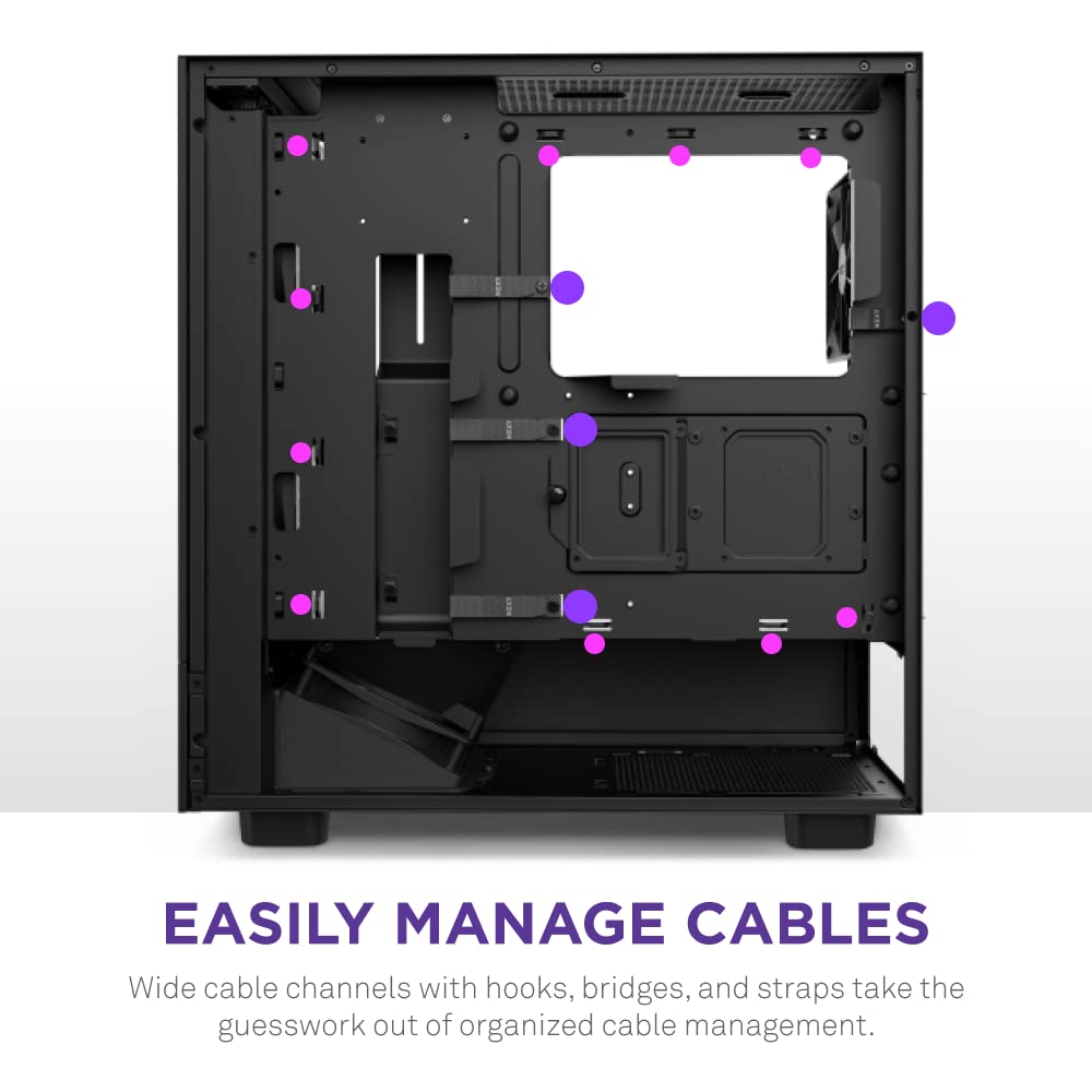 NZXT H5 Flow Compact ATX Mid-Tower PC Gaming Case – High Airflow Perforated Tempered Glass Front/Side Panel – Cable Management – 2 x 120mm Fans Included – 280mm Radiator Support – Black