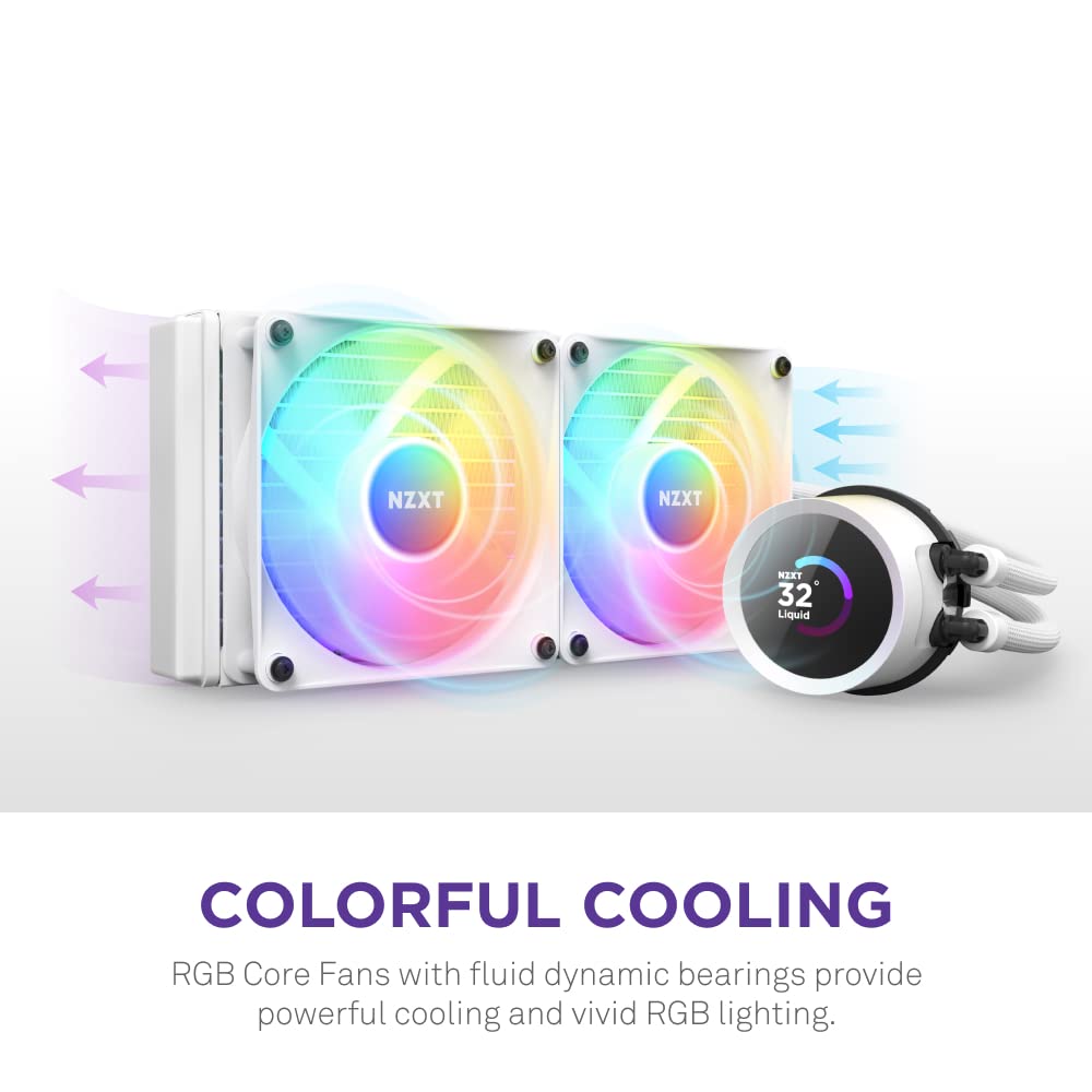 NZXT Kraken 240 - 240mm AIO CPU Liquid Cooler - Customizable 1.54" Square LCD Display for Images, Performance Metrics and More - High-Performance Pump - 2 x F120P Fans - Black