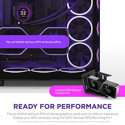 NZXT H9 Flow Dual-Chamber ATX Mid-Tower PC Gaming Case – High-Airflow Perforated Top Panel – Tempered Glass Front & Side Panels – 360mm Radiator Support – Cable Management – Black