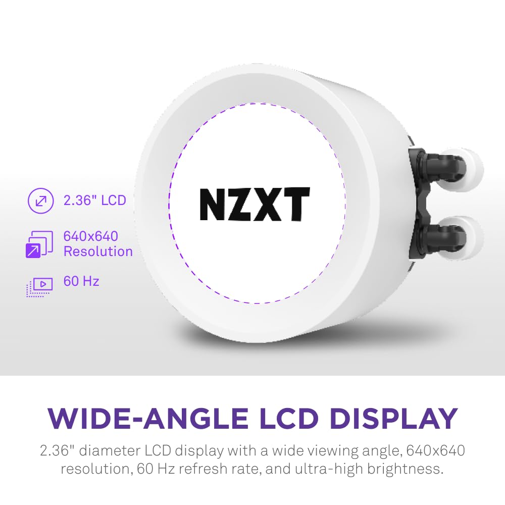 NZXT Kraken 240 - 240mm AIO CPU Liquid Cooler - Customizable 1.54" Square LCD Display for Images, Performance Metrics and More - High-Performance Pump - 2 x F120P Fans - Black