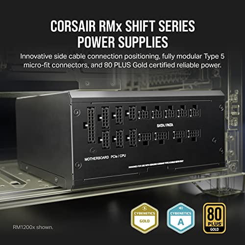 Corsair RM1000x Shift Fully Modular ATX Power Supply - Modular Side Interface - ATX 3.0 & PCIe 5.0 Compliant - Zero RPM Fan Mode - 105°C-Rated Capacitors - 80 Plus Gold Efficiency - Black