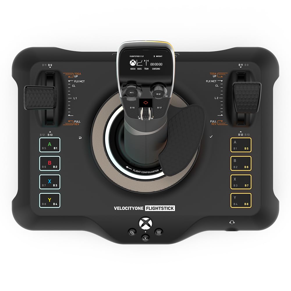 Sistema de control de vuelo universal VelocityOne de Turtle Beach: Xbox Series X y Xbox Series S, Xbox One y PC con Windows 10 y 11, con palanca de mando, cuadrante del acelerador, rueda de ajuste y controles del timón 