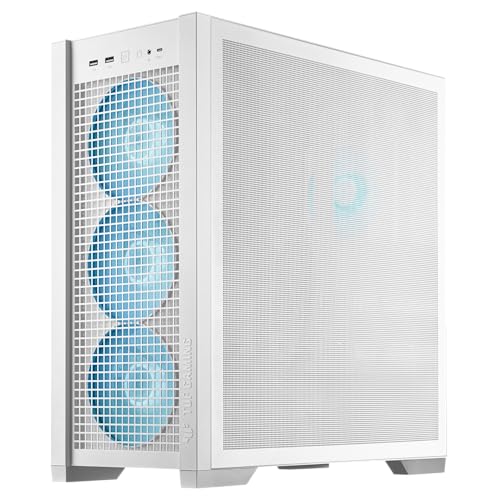 ASUS TUF Gaming GT501 White Edition Mid-Tower Computer Case for up to EATX Motherboards with 2 x USB 3.1 Front Panel, Smoked Tempered Glass, Steel Construction, and Four Case Fans