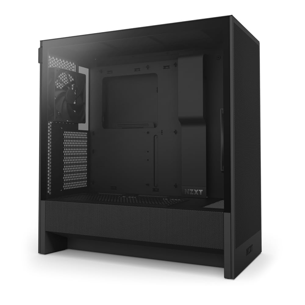 NZXT H5 Flow Compact ATX Mid-Tower PC Gaming Case – High Airflow Perforated Tempered Glass Front/Side Panel – Cable Management – 2 x 120mm Fans Included – 280mm Radiator Support – Black