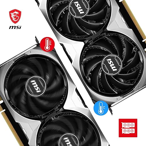 MSI GeForce RTX 4070 Ventus 2X E1 12G OC Gaming Graphics Card - 12GB GDDR6, 2490MHz, PCI Express Gen 4, 192 Bits, 3X DP v 1.4a, HDMI 2.1a (Supports 4K & 8K HDR)