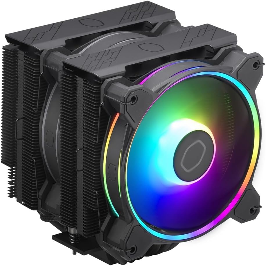 Cooler Master Hyper 212 Halo Black CPU Air Cooler, 120 Halo² PWM Fan, Dual Loop ARGB, Aluminum Top Cover, 4 Copper Heat Pipes, 154mm Tall, AMD Ryzen AM5|AM4, Intel LGA 1851|1700|1200 Brackets