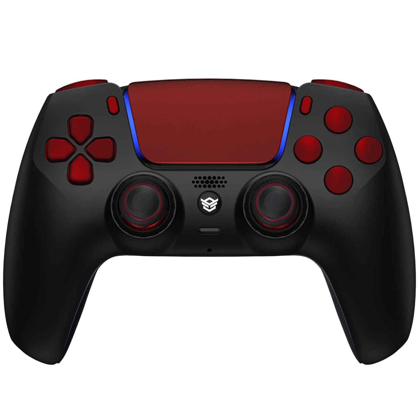 HEXGAMING RIVAL Wireless Controller Compatible with ps5-2 Back Buttons, Mouse-Click Triggers, Interchangeable Thumbsticks - Black Scarlet Red