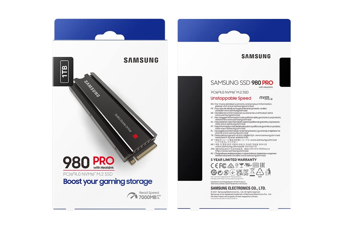 SAMSUNG 980 PRO SSD 2TB PCIe NVMe Gen 4 Gaming M.2 Internal Solid State Drive Memory Card, Maximum Speed, Thermal Control MZ-V8P2T0B/AM