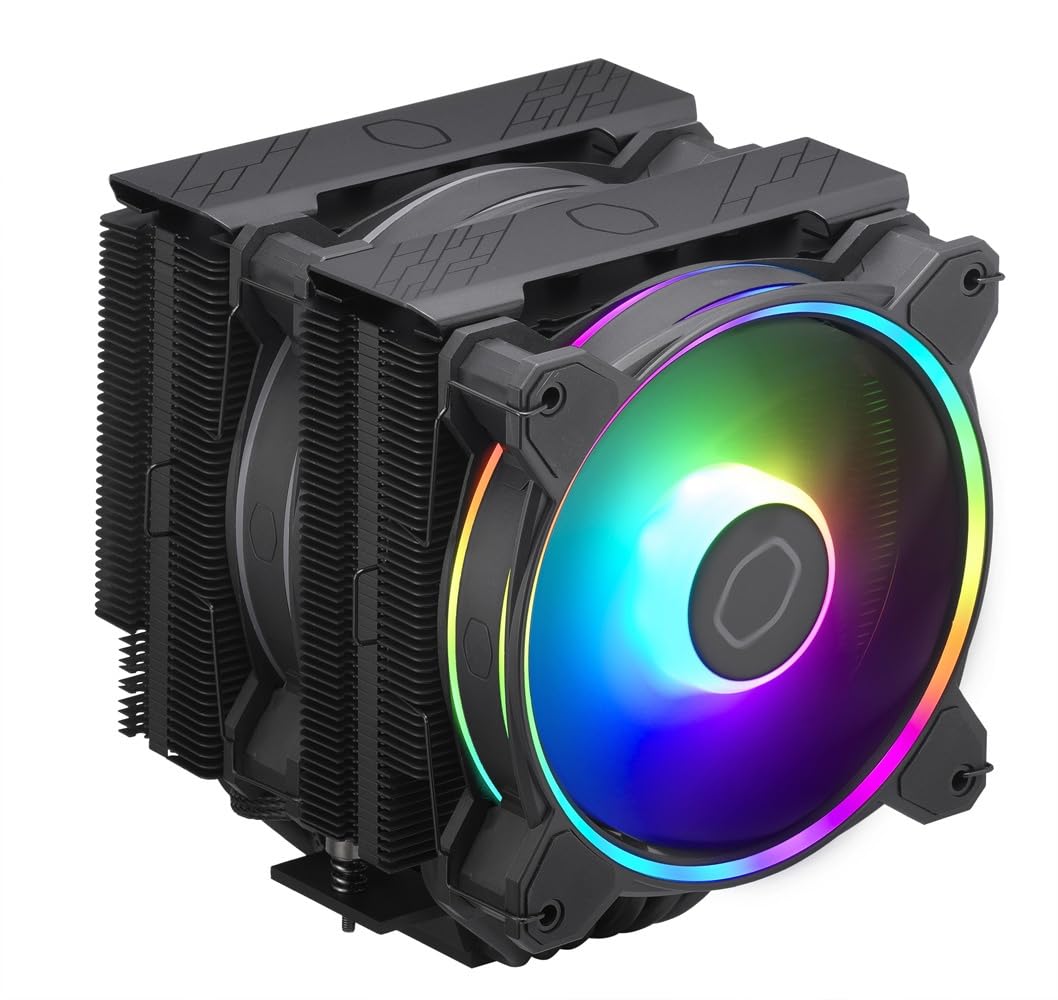 Cooler Master Hyper 212 Halo Black CPU Air Cooler, 120 Halo² PWM Fan, Dual Loop ARGB, Aluminum Top Cover, 4 Copper Heat Pipes, 154mm Tall, AMD Ryzen AM5|AM4, Intel LGA 1851|1700|1200 Brackets