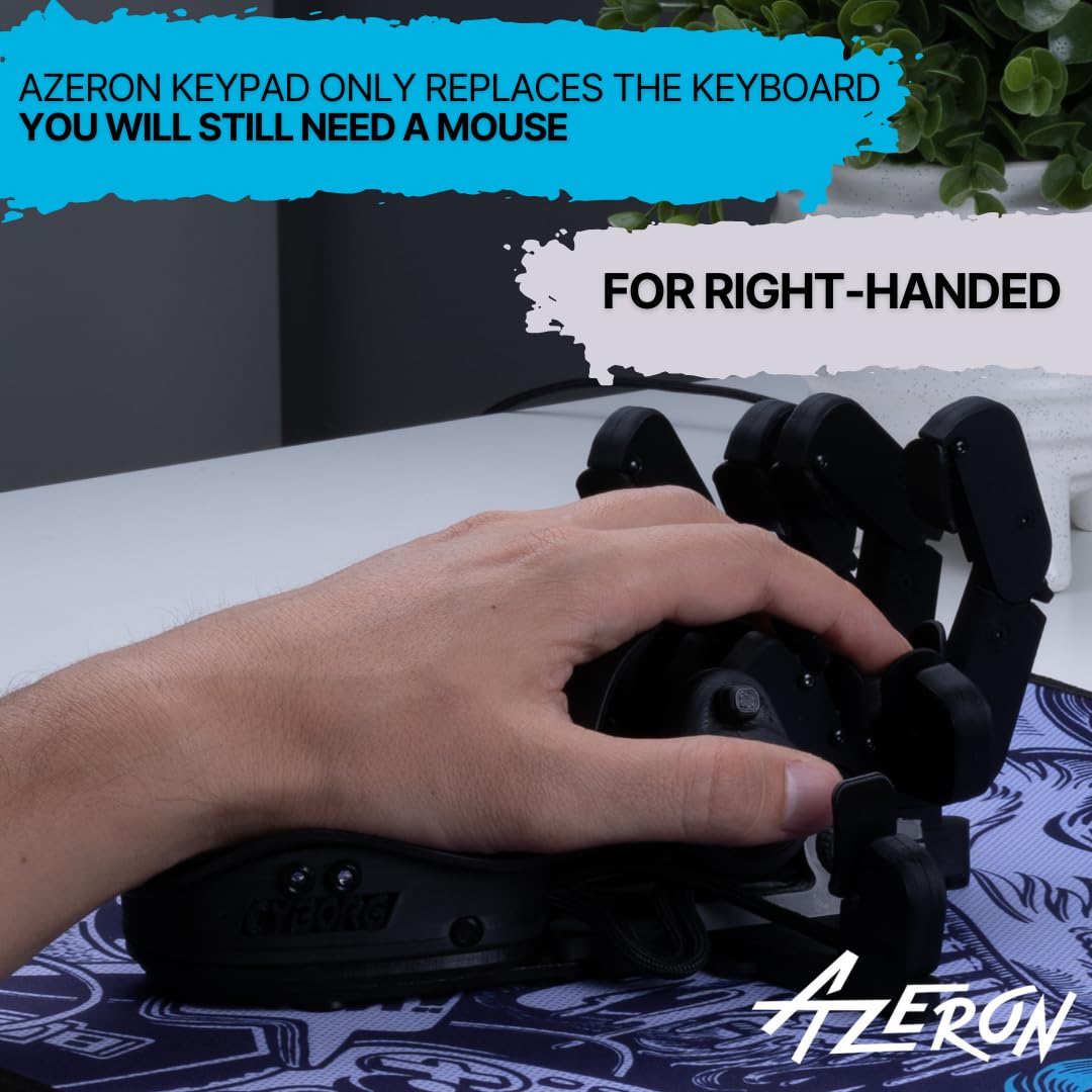 AZERON Cyborg Gaming Keypad – One Handed for PC – with Analog Thumbstick and 29 Programmable Keys – 3D Printed Customized – for Righties (Galaxy Purple)