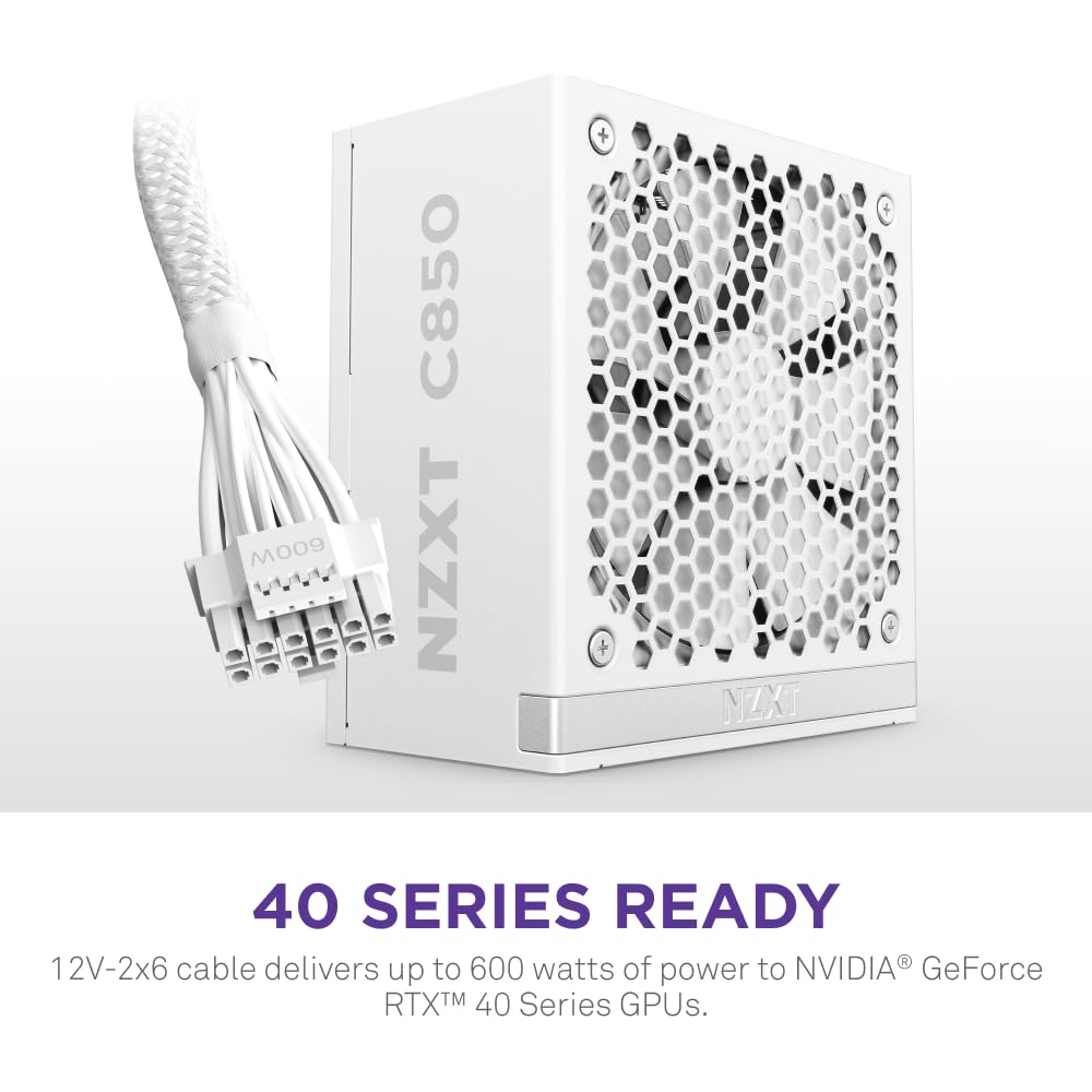 NZXT C1000 Gold ATX 3.1 - Fuente de alimentación para juegos de PC totalmente modular y silenciosa - 1000 vatios - 80 Plus Gold - Conector 12 V-2x6 - Modo de ventilador cero - Capacitores 100 % japoneses - Color negro 