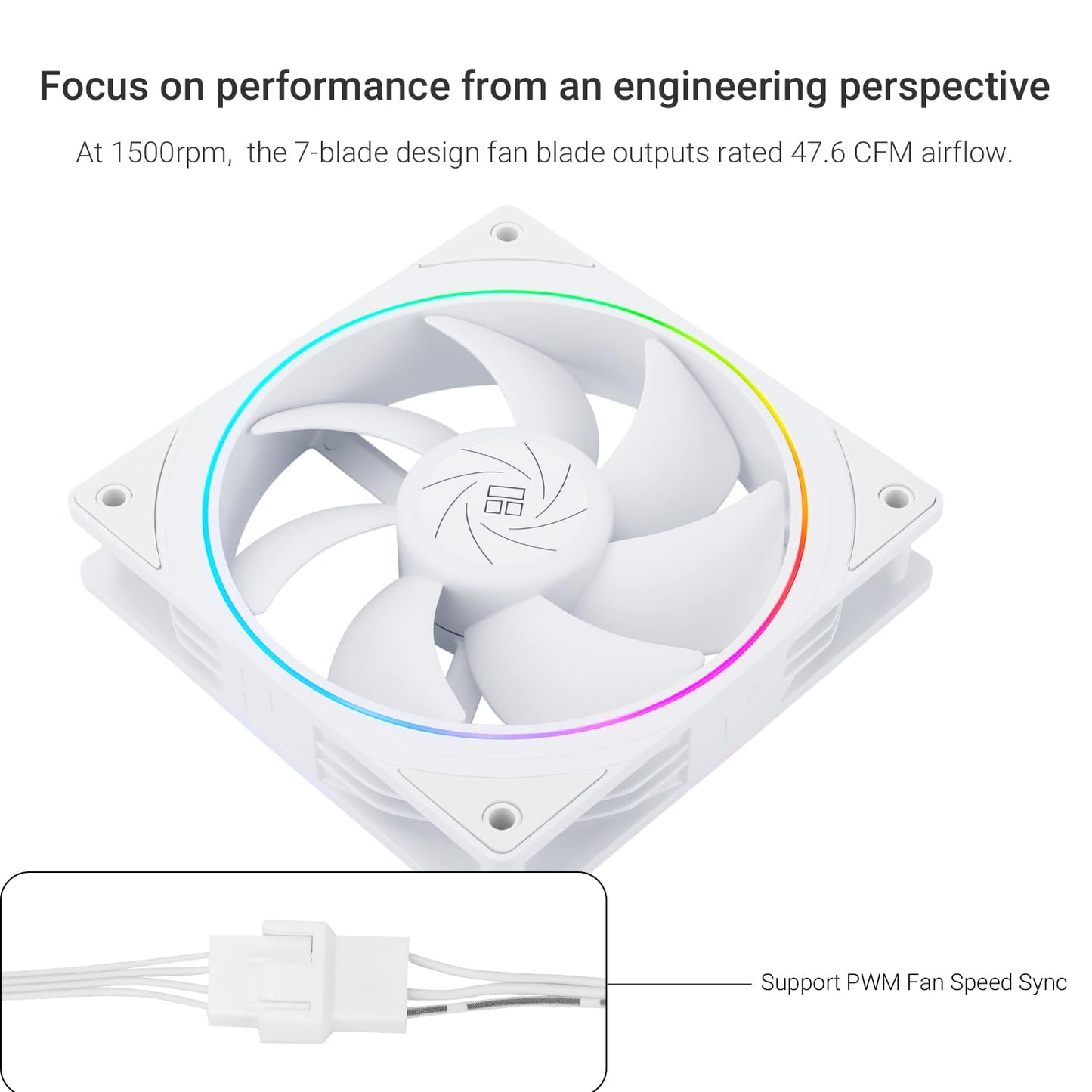 Ventilador de CPU Thermalright TL-S12W X3 de 120 mm con efecto de iluminación ARGB, ventilador silencioso para computadora con PWM y velocidad de 1500 RPM, ventilador de enfriamiento de CPU blanco (paquete de 3) 