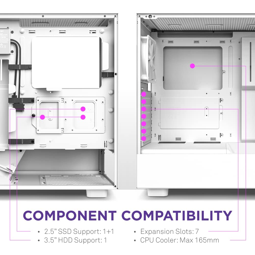 NZXT H5 Flow Compact ATX Mid-Tower PC Gaming Case – High Airflow Perforated Tempered Glass Front/Side Panel – Cable Management – 2 x 120mm Fans Included – 280mm Radiator Support – Black