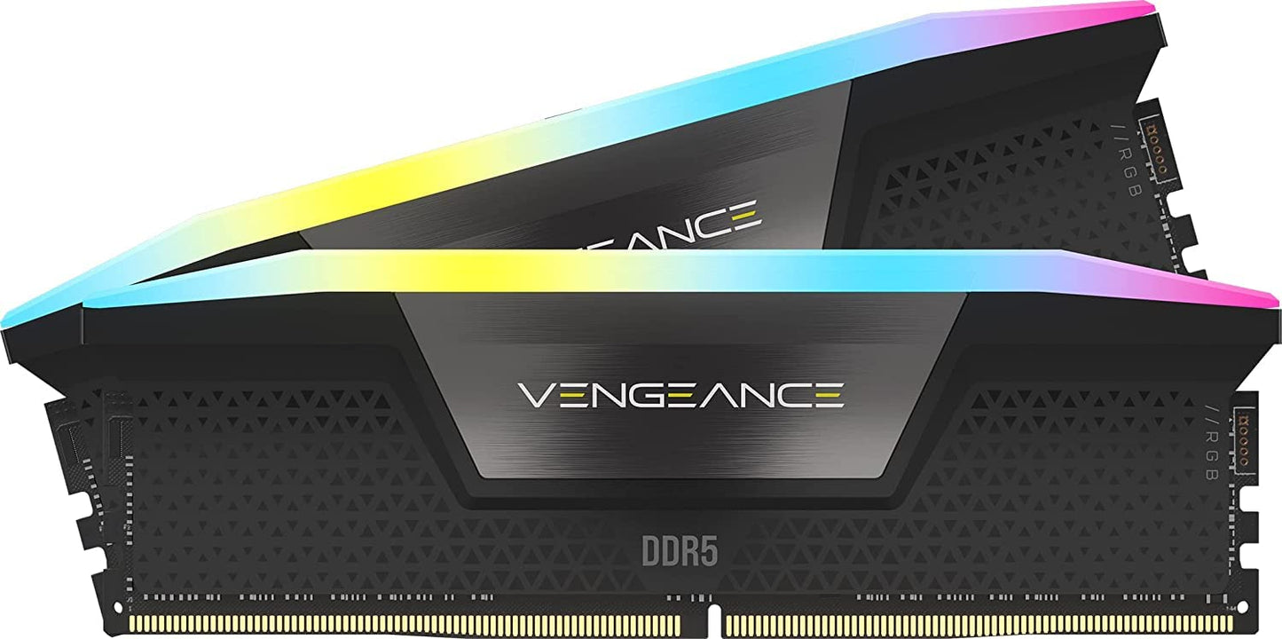 CORSAIR VENGEANCE RGB DDR5 RAM 32GB (2x16GB) 6400MHz CL36-48-48-104 1.35V Intel XMP Desktop Computer Memory - Black (CMH32GX5M2B6400C36)