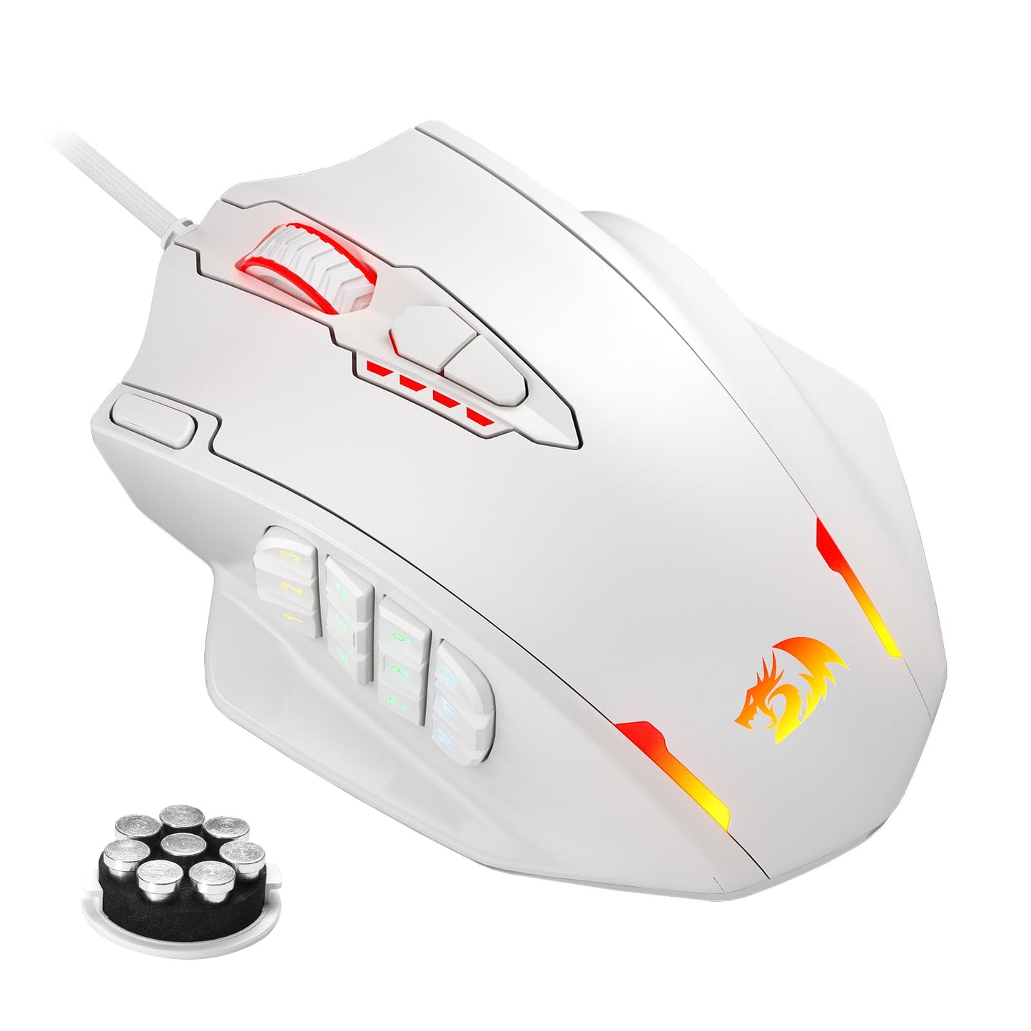 Redragon M908 Impact RGB LED MMO Gaming Mouse with 12 Side Buttons, Optical Wired Ergonomic Mouse with Max 12,400DPI, High Precision, 18 Programmable Macro Shortcuts, Comfort Grip