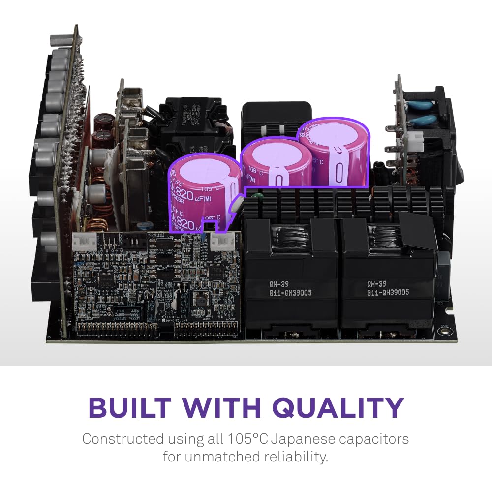 NZXT C1000 Gold ATX 3.1 - Fully Modular Low-Noise PC Gaming Power Supply - 1000 Watts - 80 Plus Gold - 12V-2x6 Connector - Zero Fan Mode - 100% Japanese Capacitors - Black