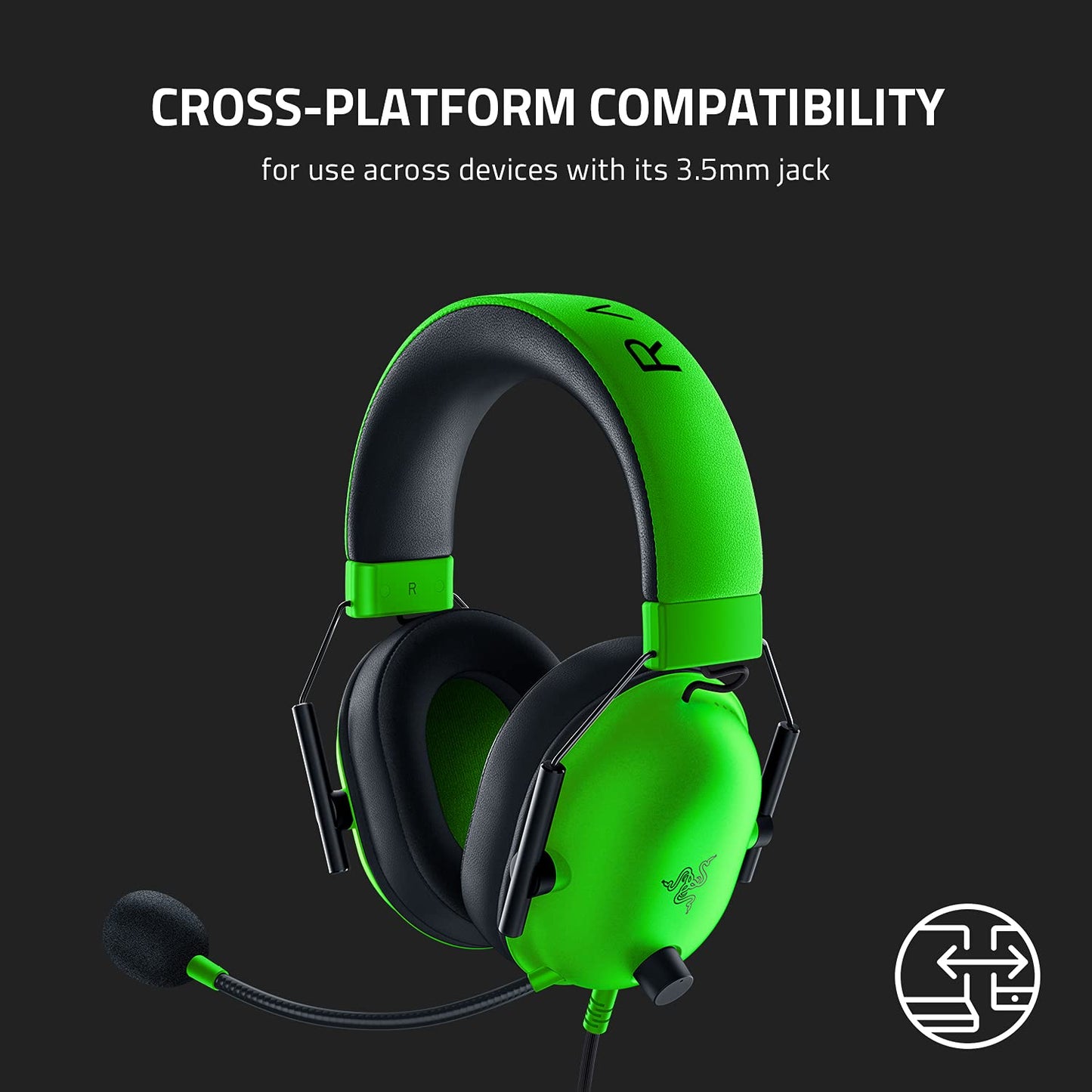 Auriculares para juegos Razer BlackShark V2 X: sonido envolvente 7.1, controladores de 50 mm, almohadilla de espuma viscoelástica, para PC, PS4, PS5, Switch, conector de audio de 3,5 mm, color negro 