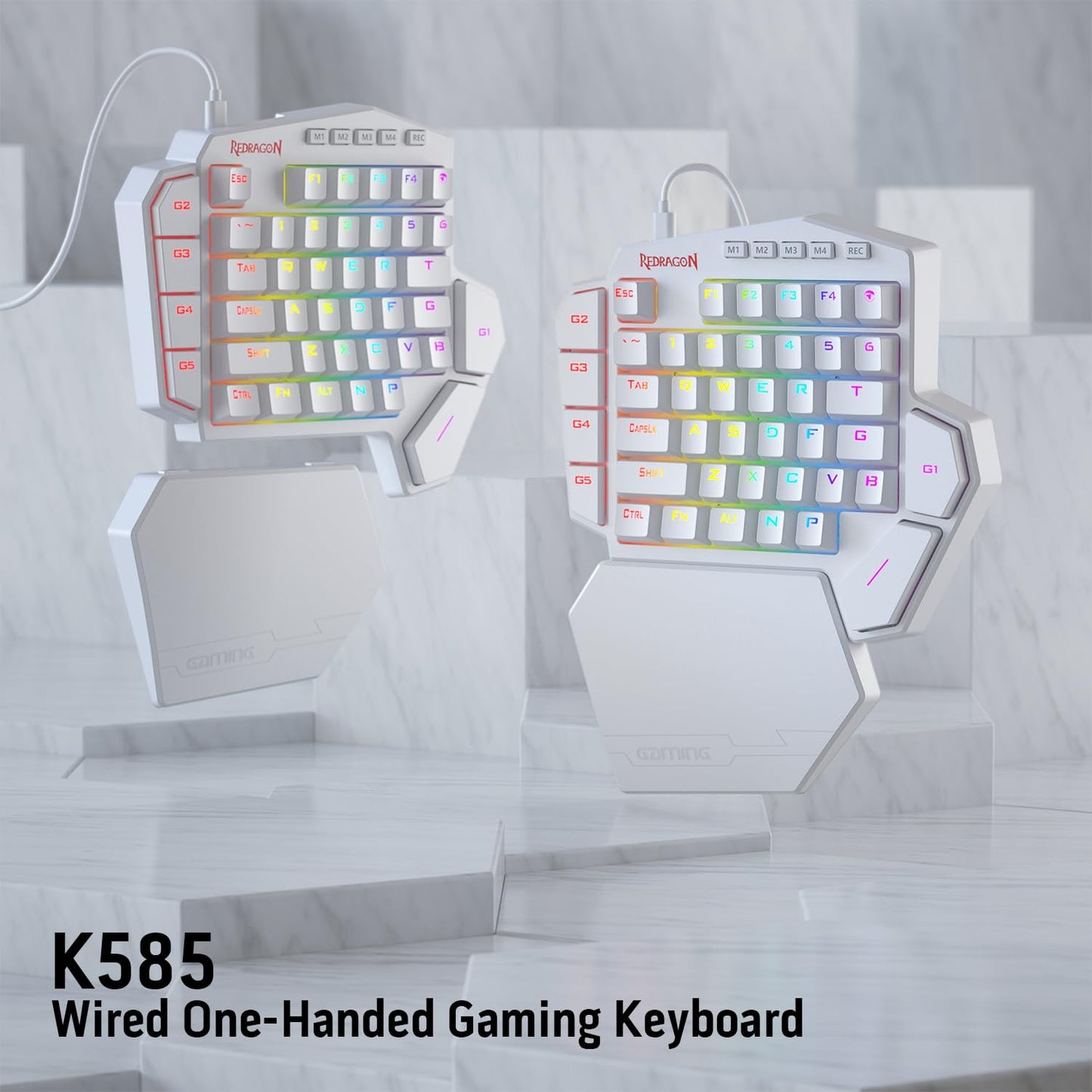 Redragon K585 DITI Wired One-Handed RGB Mechanical Gaming Keyboard, 42 Keys Type-C Professional Gaming Keypad w/Upgraded Hot-Swappable Socket, 7 Onboard Macro Keys & Detachable Wrist Rest