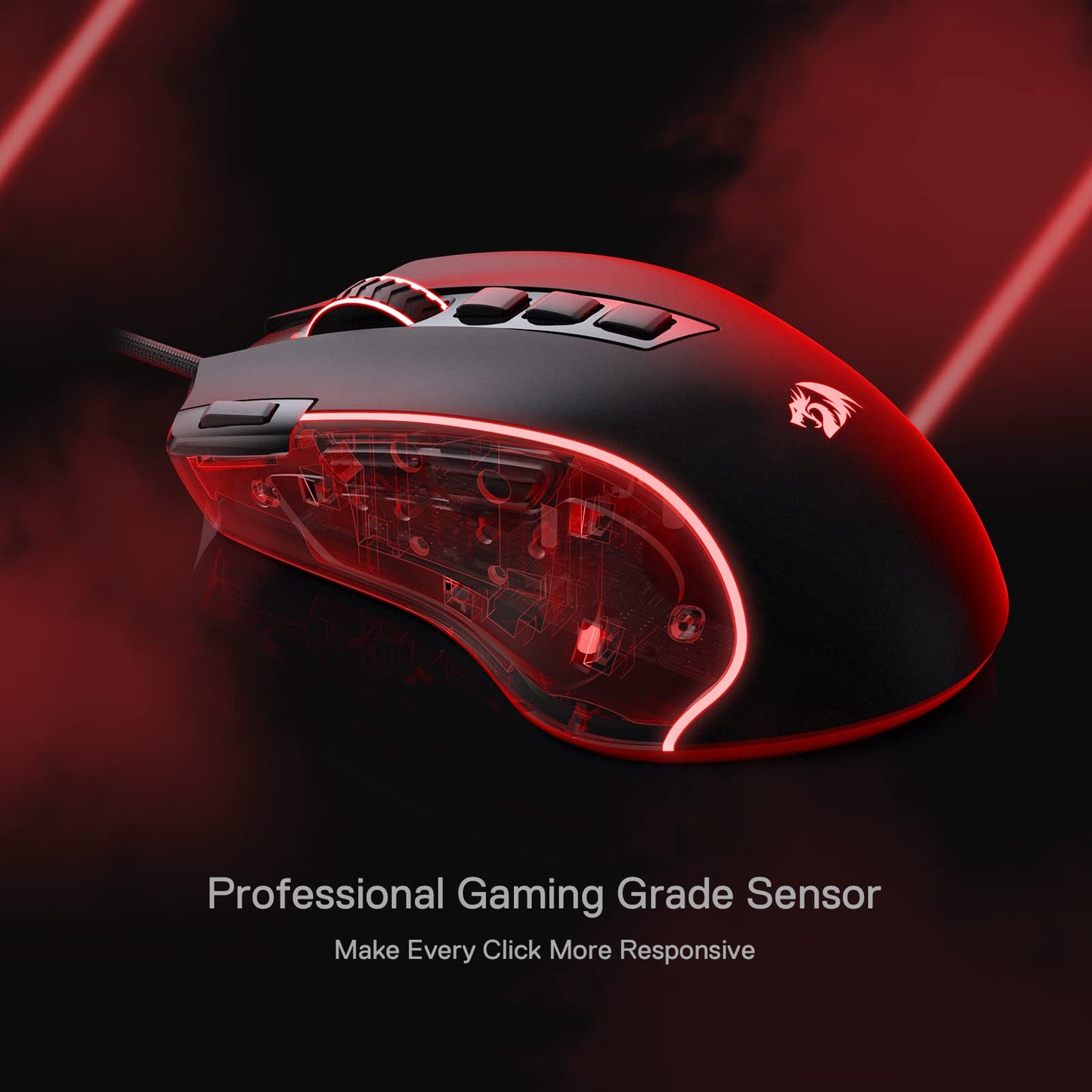 Redragon M612 Predator RGB Gaming Mouse, 8000 DPI Wired Optical Mouse with 11 Programmable Buttons & 5 Backlit Modes, Software Supports DIY Keybinds Rapid Fire Button