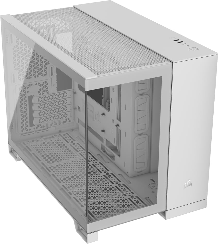 Caja para PC ATX de torre intermedia de doble cámara CORSAIR 6500X, vidrio templado panorámico, compatible con placa base con conexión inversa, sin ventiladores, color negro 