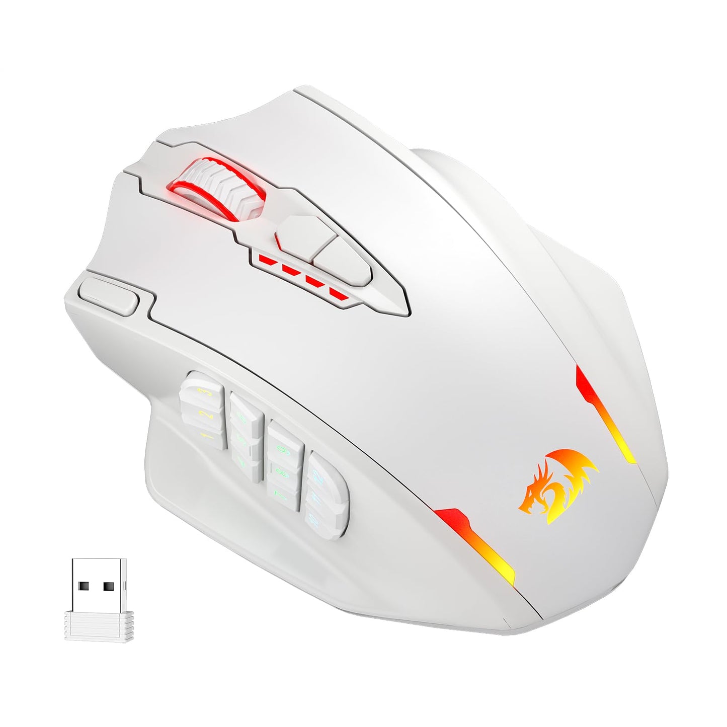 Redragon M908 Impact RGB LED MMO Gaming Mouse with 12 Side Buttons, Optical Wired Ergonomic Mouse with Max 12,400DPI, High Precision, 18 Programmable Macro Shortcuts, Comfort Grip