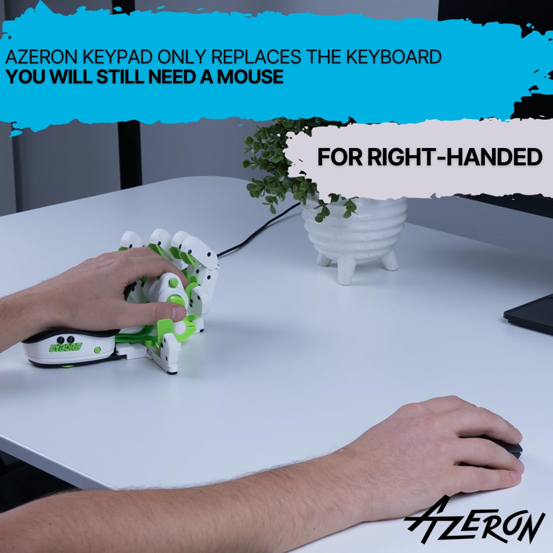 AZERON Cyborg Gaming Keypad – One Handed for PC – with Analog Thumbstick and 29 Programmable Keys – 3D Printed Customized – for Righties (Galaxy Purple)