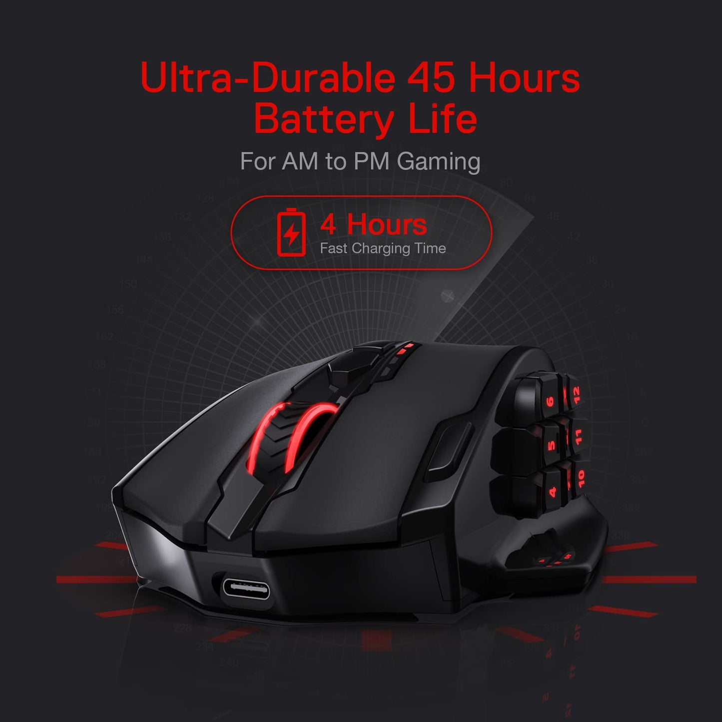 Redragon M908 Impact RGB LED MMO Gaming Mouse with 12 Side Buttons, Optical Wired Ergonomic Mouse with Max 12,400DPI, High Precision, 18 Programmable Macro Shortcuts, Comfort Grip