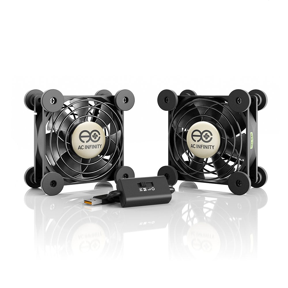 AC Infinity MULTIFAN S5, ventilador silencioso USB dual de 80 mm, certificado por UL para refrigeración de gabinetes de computadora, receptor DVR, PlayStation y Xbox 