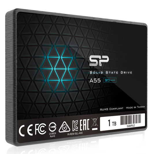 Unidad de estado sólido interna SP SSD de 1 TB con caché SLC 3D NAND A55 y aumento de rendimiento SATA III de 2,5" y 7 mm (0,28") (SP001TBSS3A55S25) 