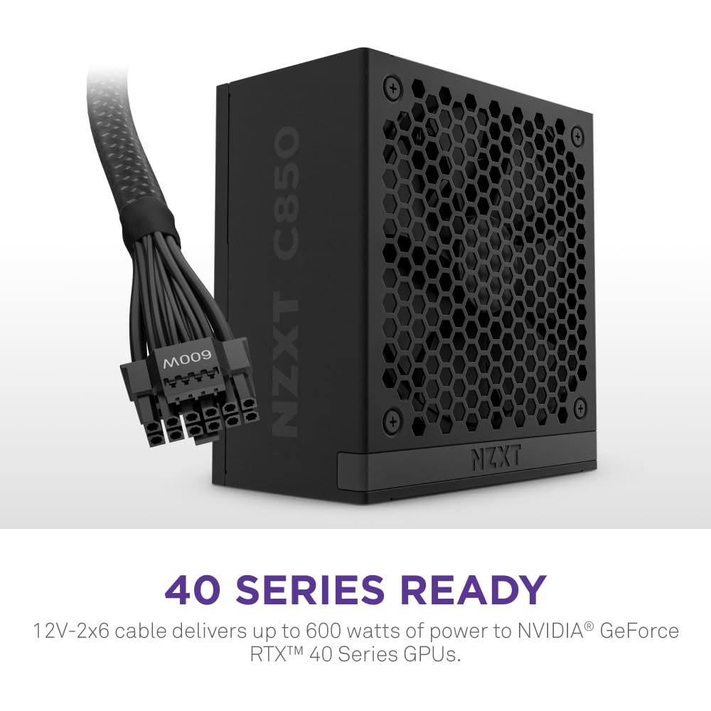 NZXT C1000 Gold ATX 3.1 - Fully Modular Low-Noise PC Gaming Power Supply - 1000 Watts - 80 Plus Gold - 12V-2x6 Connector - Zero Fan Mode - 100% Japanese Capacitors - Black