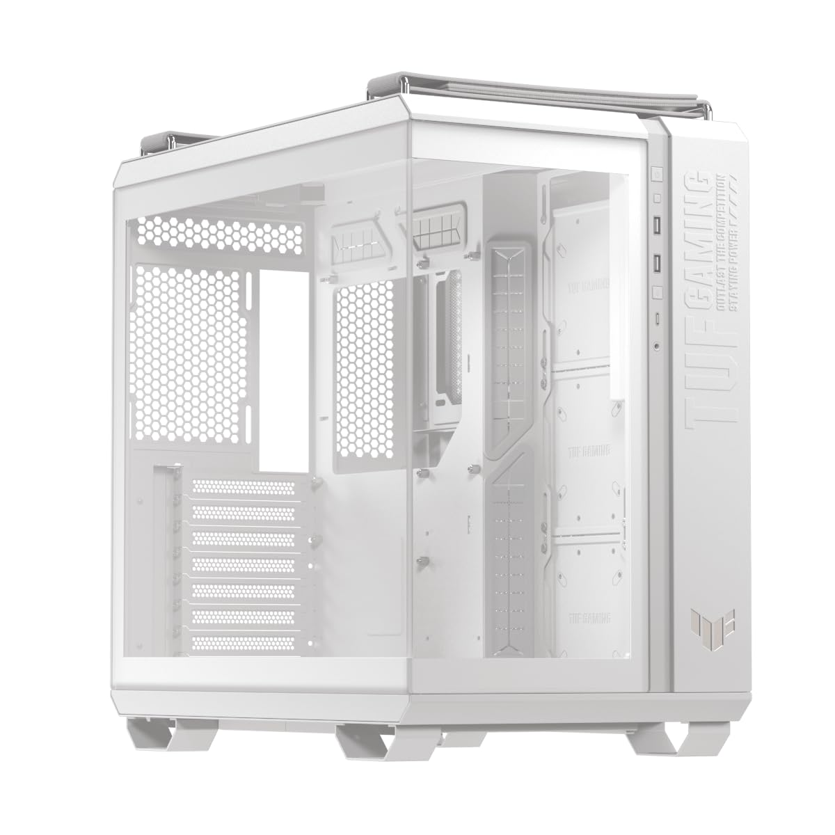 ASUS TUF Gaming GT501 White Edition Mid-Tower Computer Case for up to EATX Motherboards with 2 x USB 3.1 Front Panel, Smoked Tempered Glass, Steel Construction, and Four Case Fans