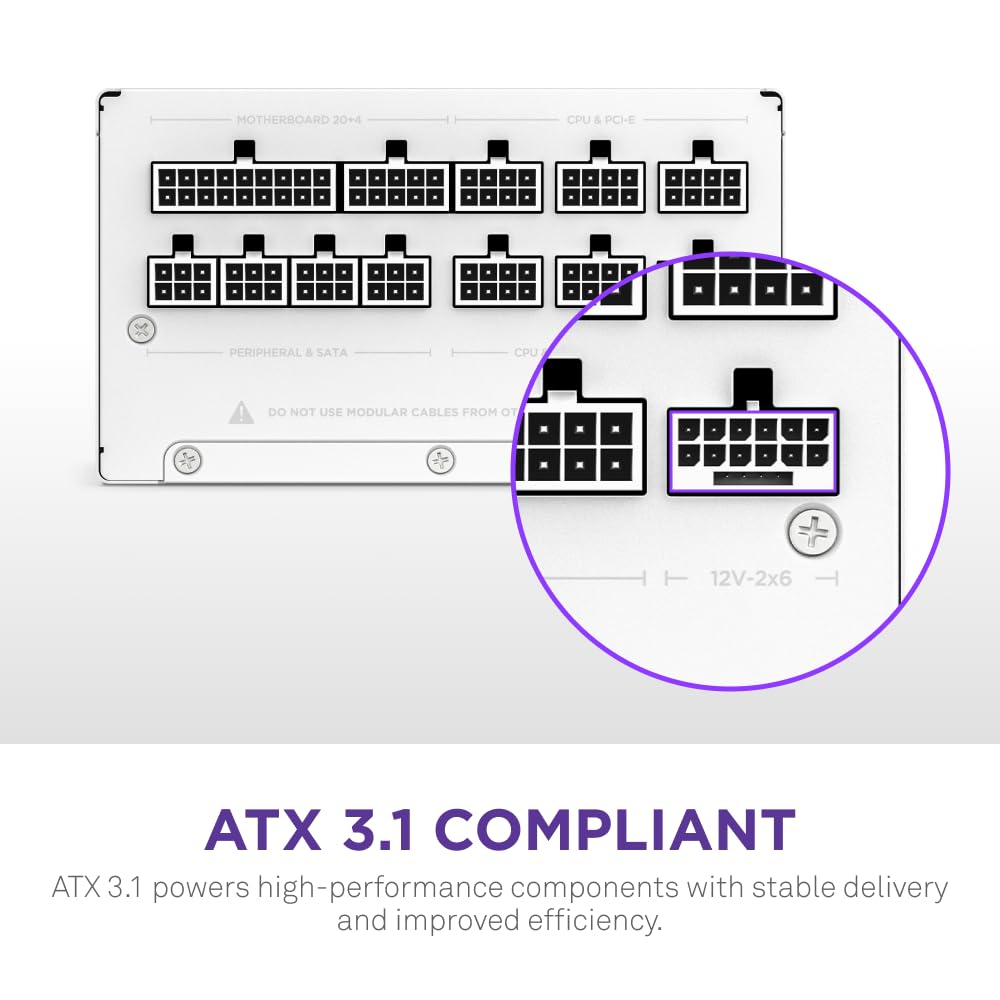 NZXT C1000 Gold ATX 3.1 - Fuente de alimentación para juegos de PC totalmente modular y silenciosa - 1000 vatios - 80 Plus Gold - Conector 12 V-2x6 - Modo de ventilador cero - Capacitores 100 % japoneses - Color negro 