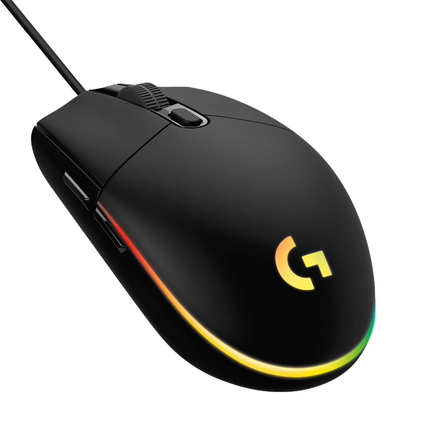 Logitech G203 Wired Gaming Mouse, 8,000 DPI, Rainbow Optical Effect LIGHTSYNC RGB, 6 Programmable Buttons, On-Board Memory, Screen Mapping, PC/Mac Computer and Laptop Compatible - Black