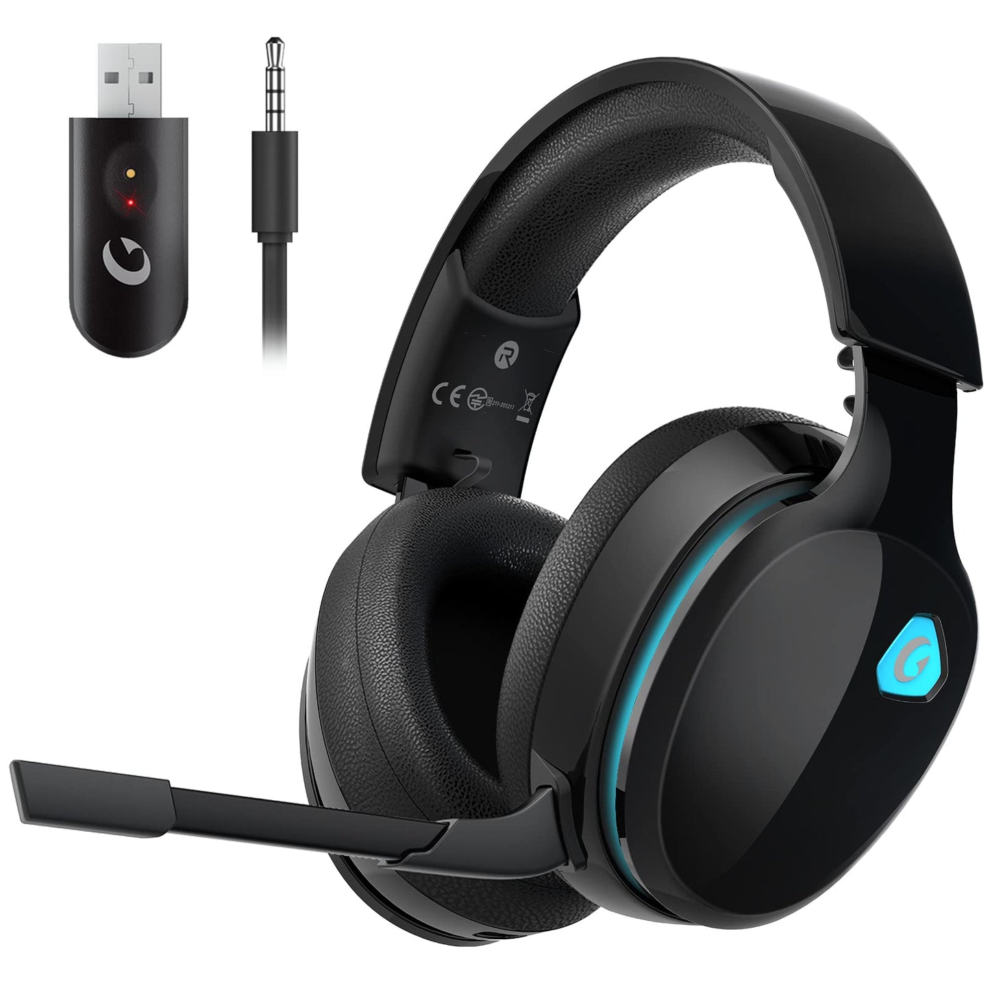 Auriculares inalámbricos para juegos de 2,4 GHz para PS5, PS4 Fortnite y Call of Duty/FPS Gamers, PC, Nintendo Switch, auriculares para juegos Bluetooth 5.3 con micrófono con cancelación de ruido, sonido estéreo, batería de más de 40 horas, color blanco 