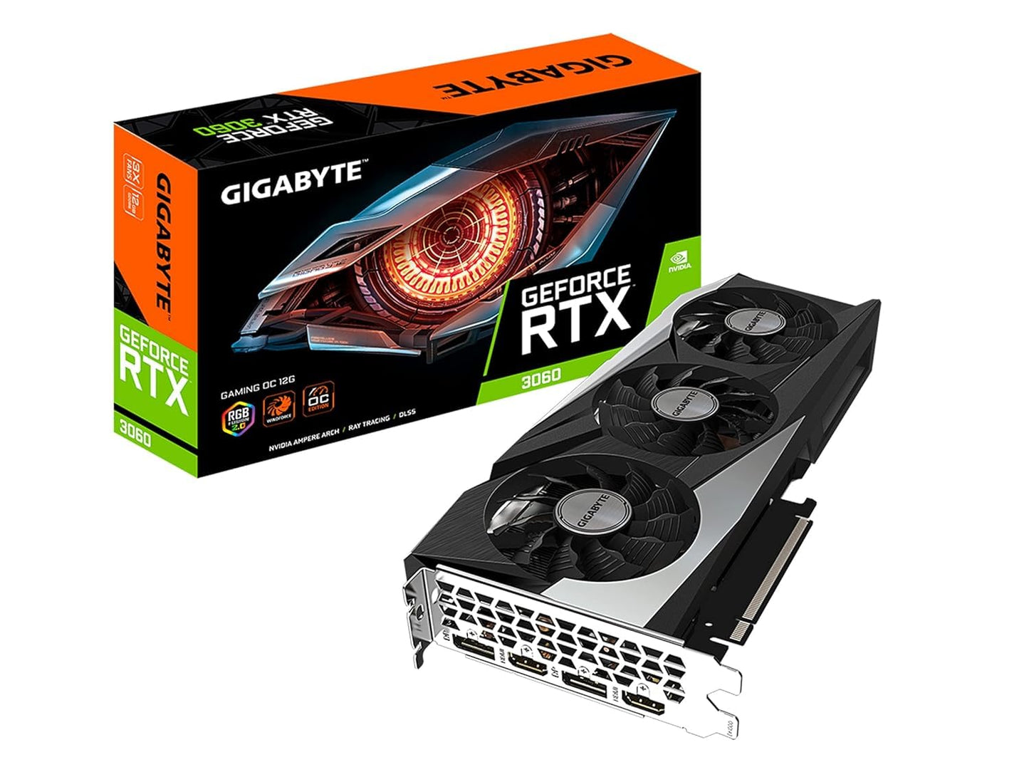 Tarjeta gráfica GIGABYTE GeForce RTX 3060 Gaming OC 12G (REV2.0), 3 ventiladores WINDFORCE, 12 GB de GDDR6 de 192 bits, tarjeta de video GV-N3060GAMING OC-12GD 