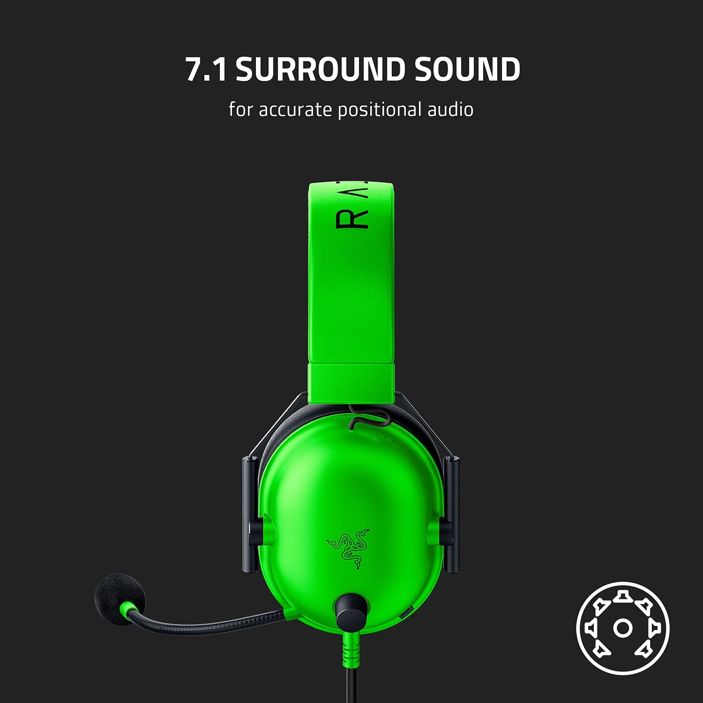 Auriculares para juegos Razer BlackShark V2 X: sonido envolvente 7.1, controladores de 50 mm, almohadilla de espuma viscoelástica, para PC, PS4, PS5, Switch, conector de audio de 3,5 mm, color negro 