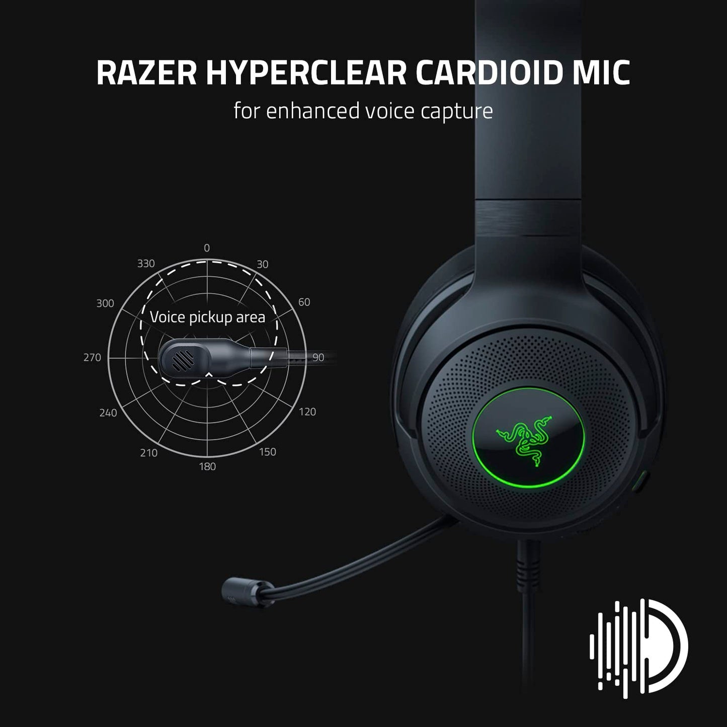 Razer Kraken V3 X Wired USB Gaming Headset: Lightweight Build - Triforce 40mm Drivers - HyperClear Cardioid Mic - 7.1 Surround Sound - Chroma RGB Lighting - Black