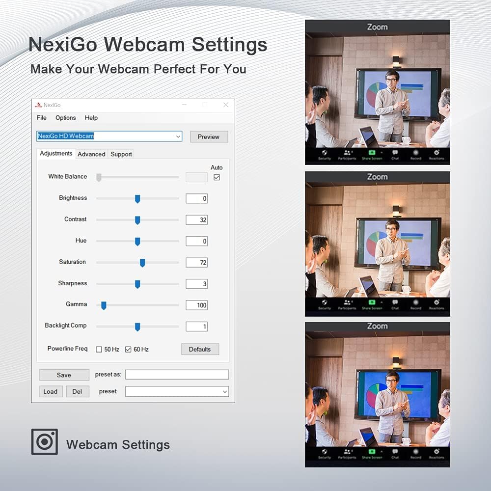 NexiGo N60 1080P Webcam with Microphone, Adjustable FOV, Zoom, Software Control & Privacy Cover, USB HD Computer Web Camera, Plug and Play, for Zoom/Skype/Teams, Conferencing and Video Calling