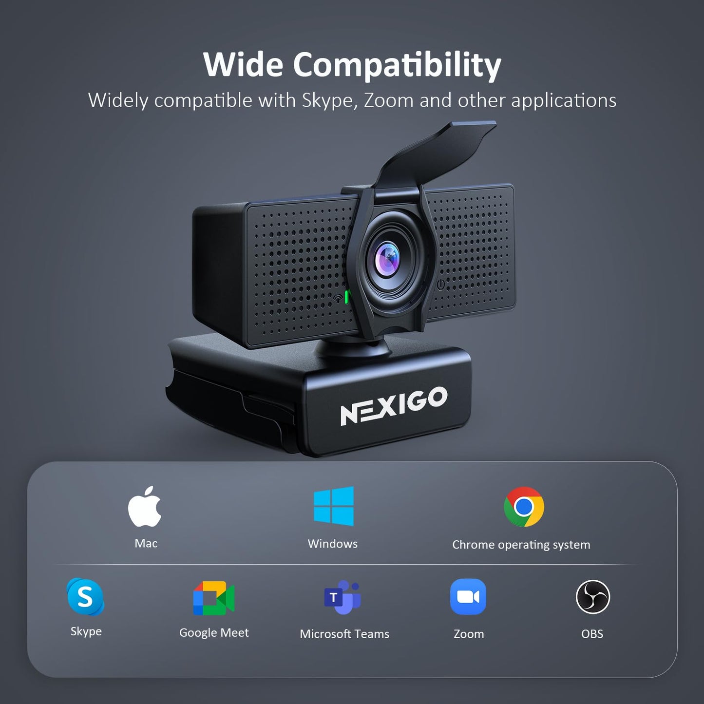 NexiGo N60 1080P Webcam with Microphone, Adjustable FOV, Zoom, Software Control & Privacy Cover, USB HD Computer Web Camera, Plug and Play, for Zoom/Skype/Teams, Conferencing and Video Calling