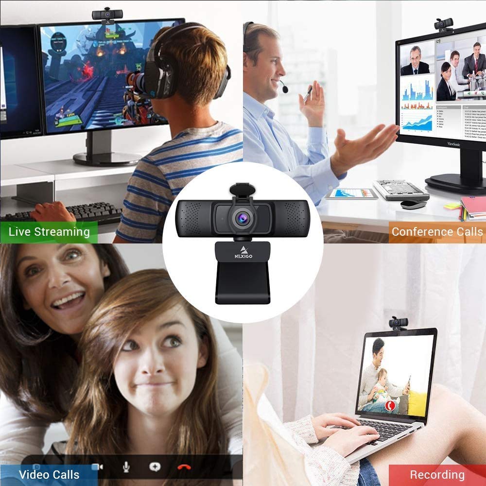 NexiGo N60 1080P Webcam with Microphone, Adjustable FOV, Zoom, Software Control & Privacy Cover, USB HD Computer Web Camera, Plug and Play, for Zoom/Skype/Teams, Conferencing and Video Calling