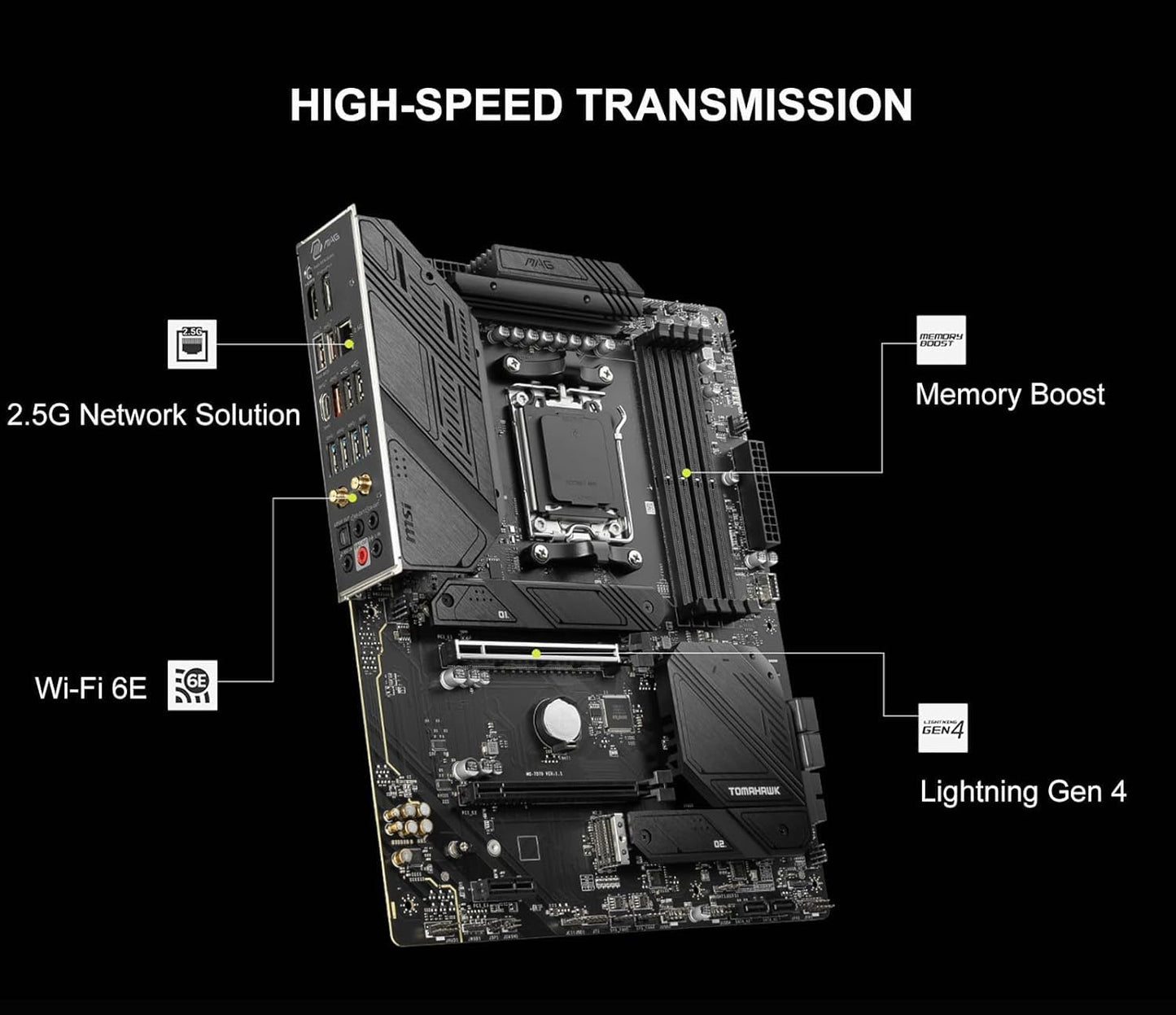 Procesador de escritorio desbloqueado Micro Center AMD Ryzen 7 9700X de 8 núcleos y 16 subprocesos con placa base para juegos MAG B650 Tomahawk WiFi AM5 DDR5 