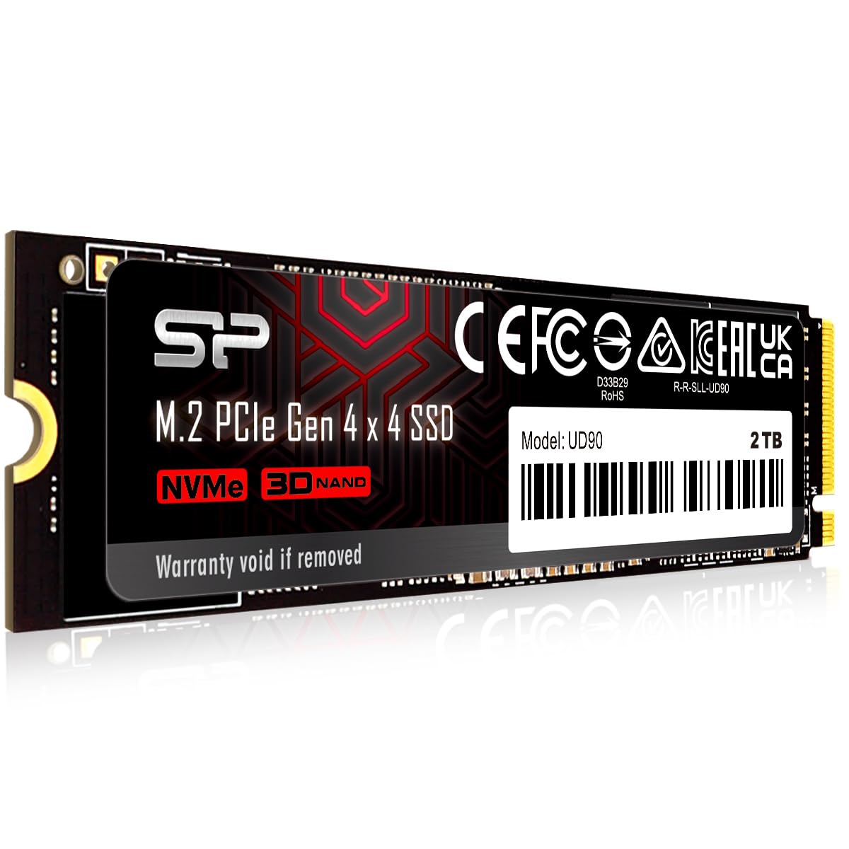 SSD PCIe M.2 NVMe 4.0 Gen4 UD90 de Silicon Power de 2 TB con velocidad de lectura/escritura de hasta 5000/4800 MB/s (SP02KGBP44UD9005) 