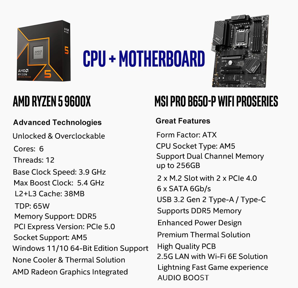 Procesador de escritorio desbloqueado Micro Center AMD Ryzen 7 9700X de 8 núcleos y 16 subprocesos con placa base para juegos MAG B650 Tomahawk WiFi AM5 DDR5 