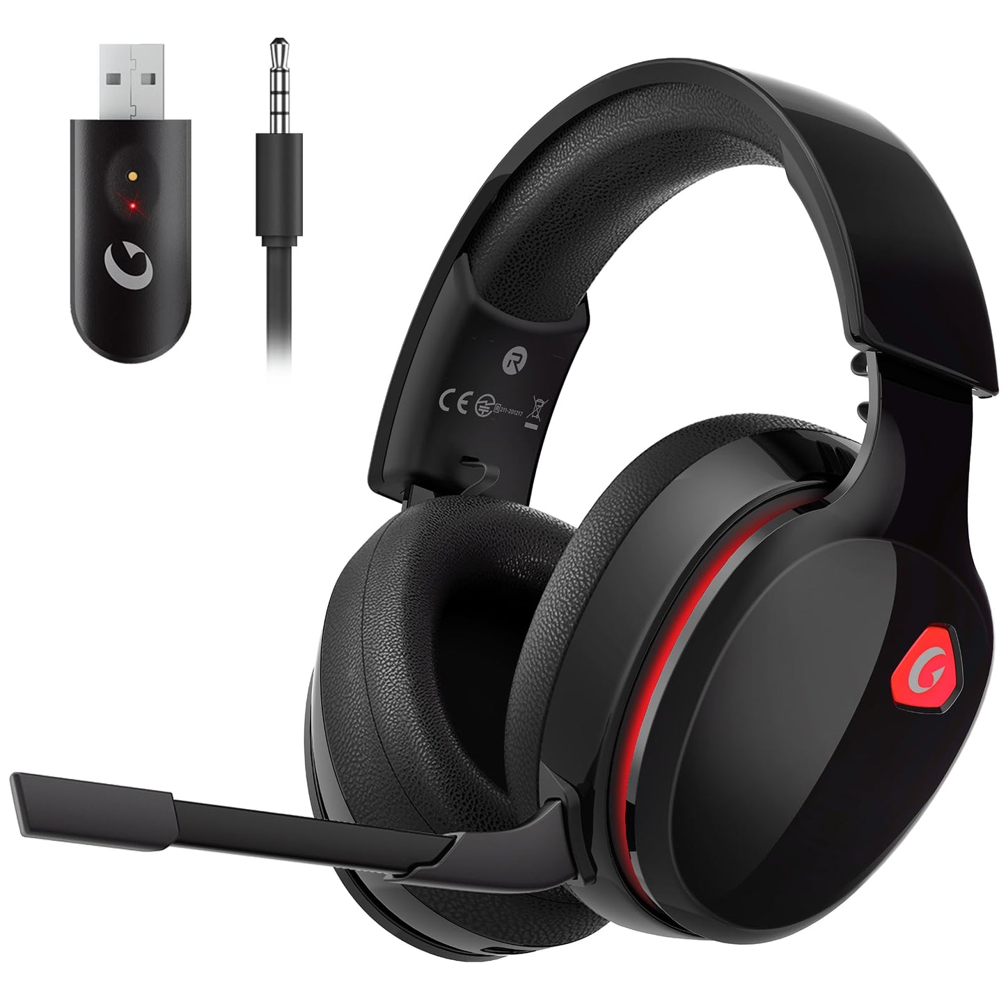 Auriculares inalámbricos para juegos de 2,4 GHz para PS5, PS4 Fortnite y Call of Duty/FPS Gamers, PC, Nintendo Switch, auriculares para juegos Bluetooth 5.3 con micrófono con cancelación de ruido, sonido estéreo, batería de más de 40 horas, color blanco 