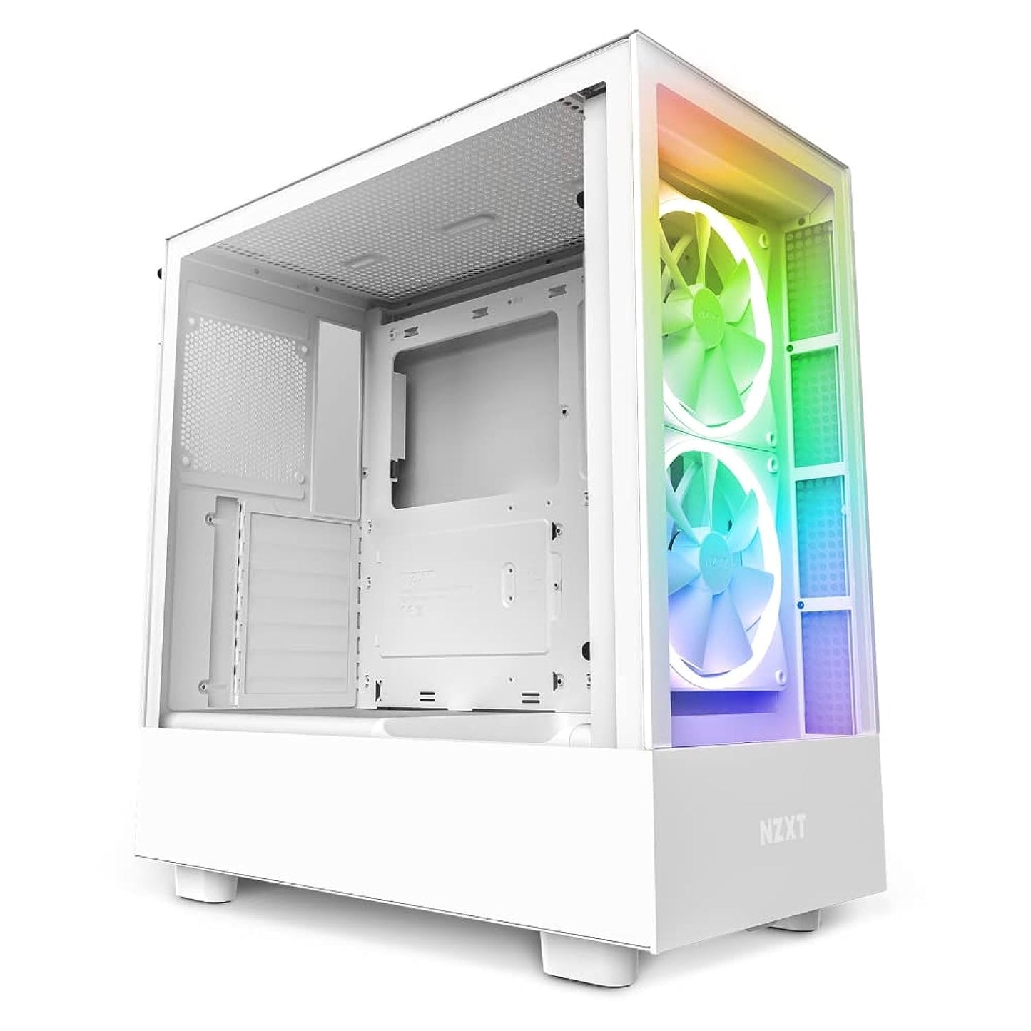 NZXT H5 Flow Compact ATX Mid-Tower PC Gaming Case – High Airflow Perforated Tempered Glass Front/Side Panel – Cable Management – 2 x 120mm Fans Included – 280mm Radiator Support – Black