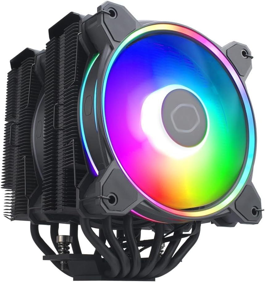 Cooler Master Hyper 212 Halo Black CPU Air Cooler, 120 Halo² PWM Fan, Dual Loop ARGB, Aluminum Top Cover, 4 Copper Heat Pipes, 154mm Tall, AMD Ryzen AM5|AM4, Intel LGA 1851|1700|1200 Brackets