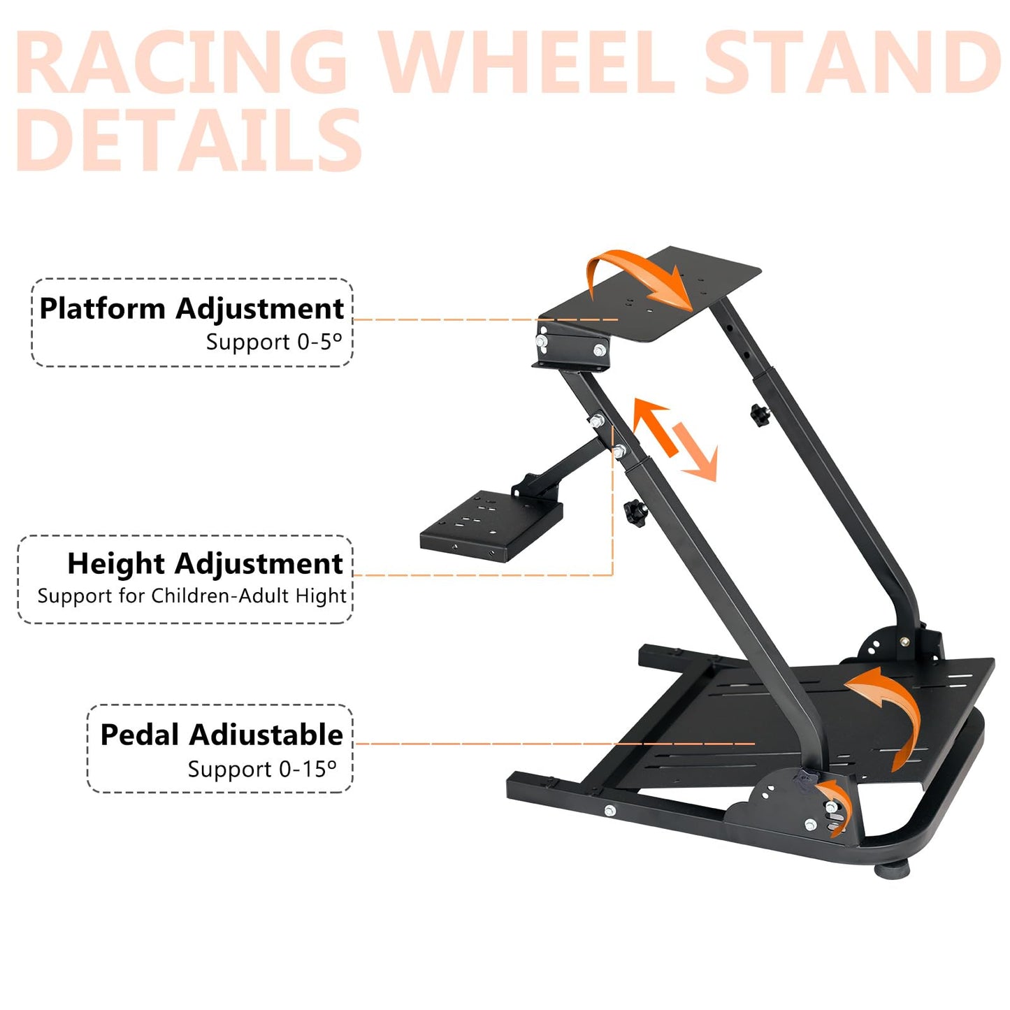 Racing Wheel Stand, Height Adjustable & Foldable Steering Wheal Stand Compatible with Logitech G25,G27,G29,G920 Gaming Cockpit