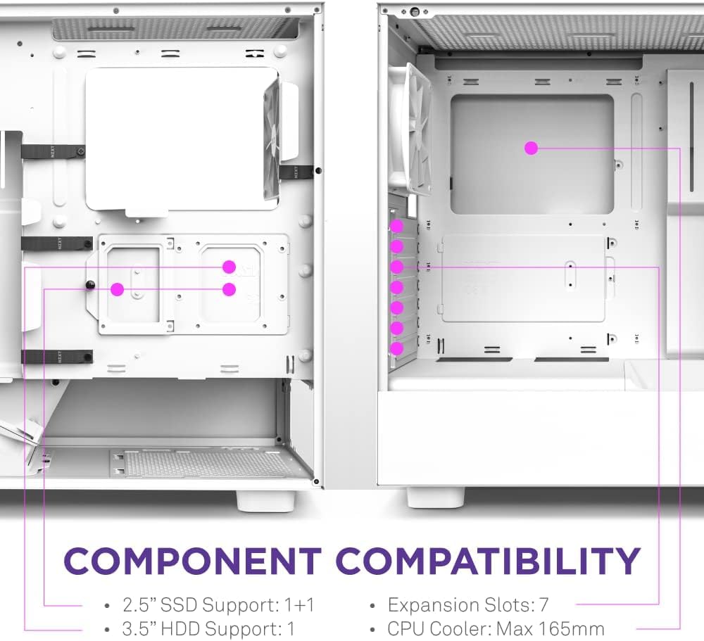 NZXT H5 Flow Compact ATX Mid-Tower PC Gaming Case – High Airflow Perforated Tempered Glass Front/Side Panel – Cable Management – 2 x 120mm Fans Included – 280mm Radiator Support – Black