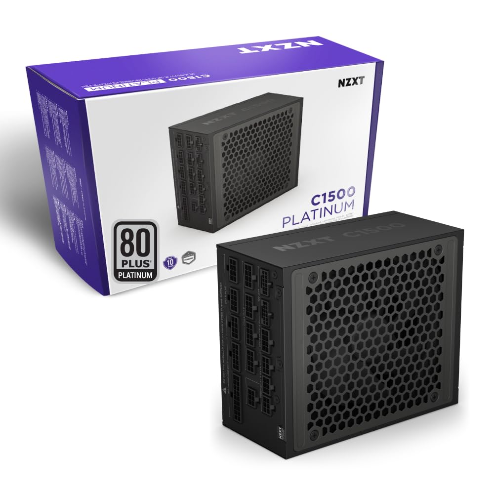 NZXT C1000 Gold ATX 3.1 - Fully Modular Low-Noise PC Gaming Power Supply - 1000 Watts - 80 Plus Gold - 12V-2x6 Connector - Zero Fan Mode - 100% Japanese Capacitors - Black